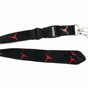 Black and Red Jordan Lanyard Keychain ID Badge Holder Quick release Buckle